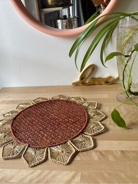 Woven Sunflower Placemat - Rust & Natural